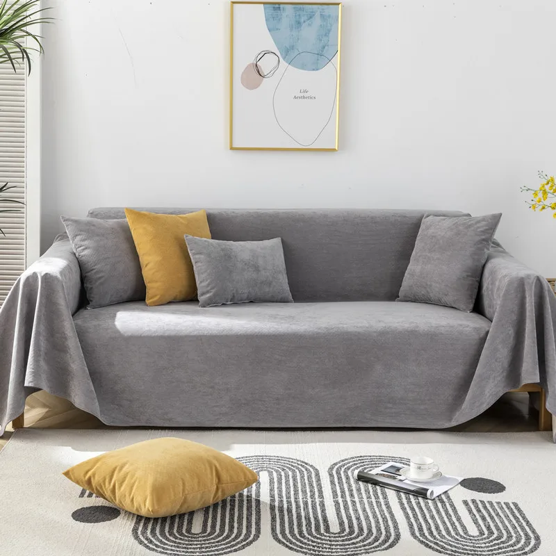 

Chenille Sofa Towel Soft Comfortable Sofa Cover Four Seasons Anti-catch Anti-slip Slipcovers L-shaped Pet Friendly Water Proof