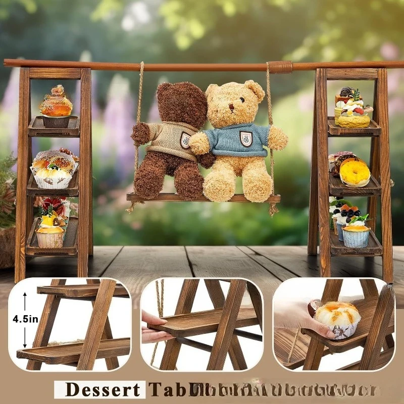 Wooden Desktop Cupcake Display Stand, Wood Tabletop Display Rack for Cupcakes, Desserts and Party Decor