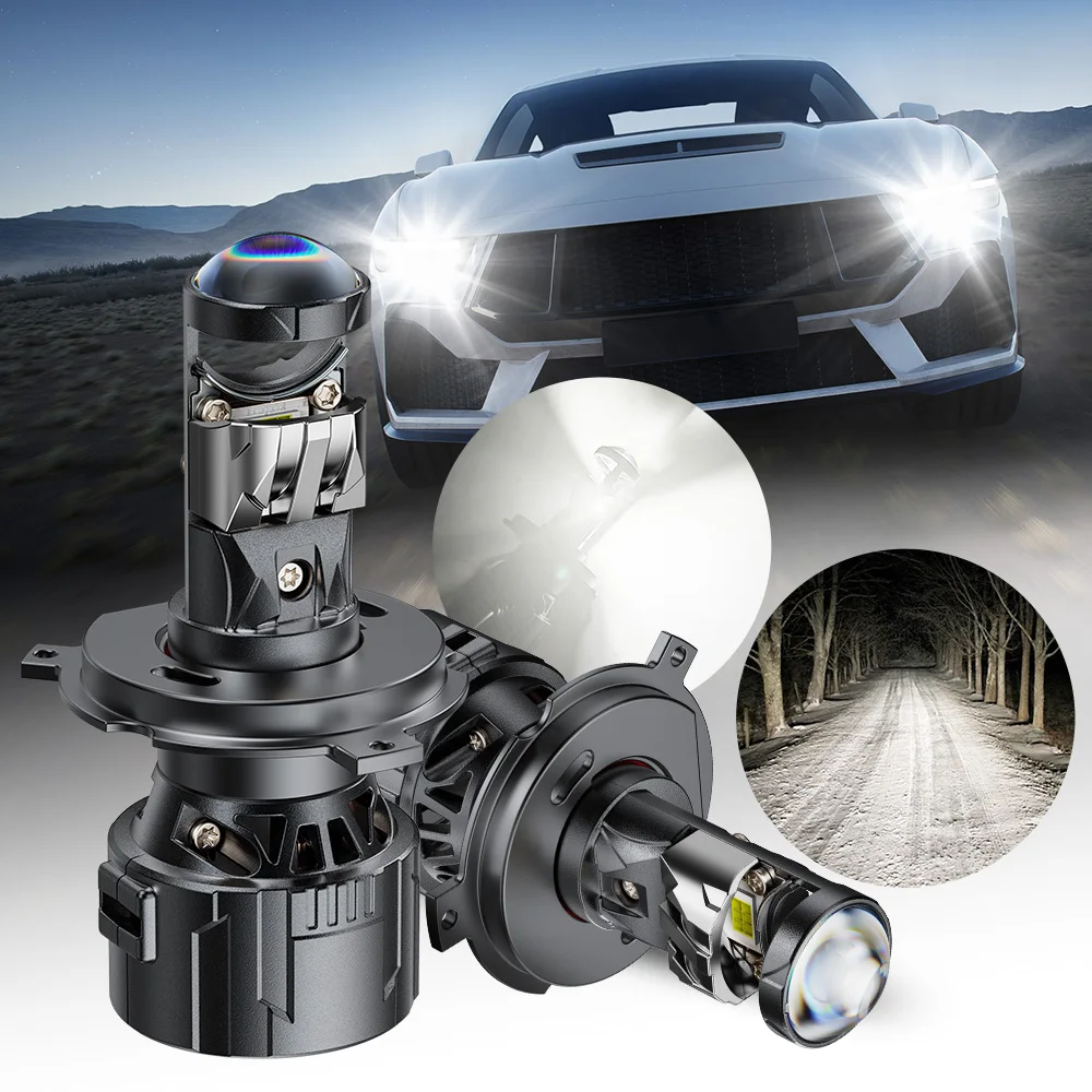 

AUXITO 2Pcs 90W High Power H4 LED Headlight Bulb for Car Moto Headlamp with Lens Turbo LED H7 Projector Lamp Canbus 25000LM