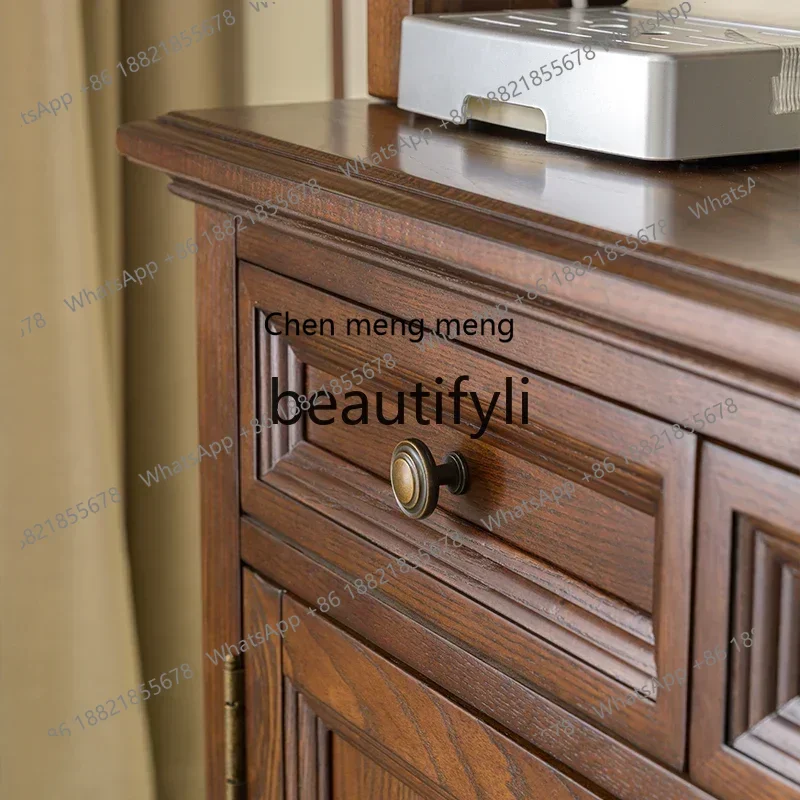 P178 B61 American pure solid wood wine cabinet dining side high wine cabinet integrated wall multi-functional restaurant cabinet