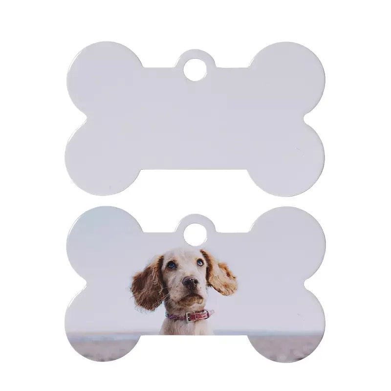 Personalized Sublimation Blank Double Side Aluminium Plate Name Tags Keychain Anti-lost Pendant Metal Keyring Cat Dog Pet