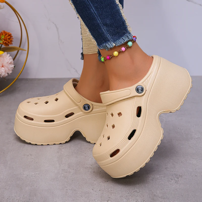 Wedges Heel Sandals Women Summer 2024 Closed Toe Chunky Platform Sandalias Mujer Fashion Hollow Out High Heels Slides Ladies