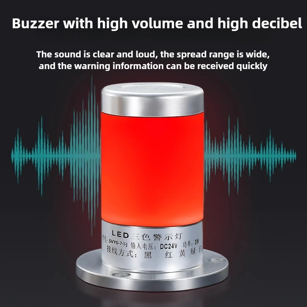 Metal Warning Light Small LED Three Color Sound Alarm Light Flashing Signal Light Equipment Indicator 24V