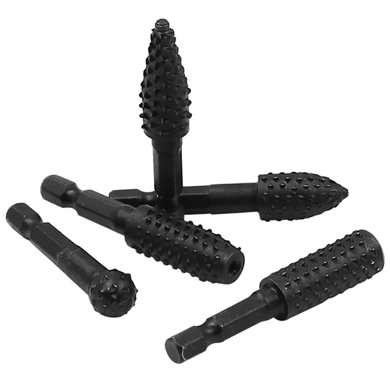 ABJO-10Pcs Rotary Rasp File Set 1/4 Inch Hex Shank Rotary Burrs For Wood Carving Durable Easy Install