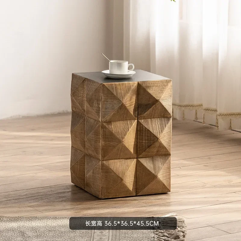 Mesa auxiliar de sofá Retro, mesa esquinera creativa de lujo, mesa de té cuadrada de muelle de madera