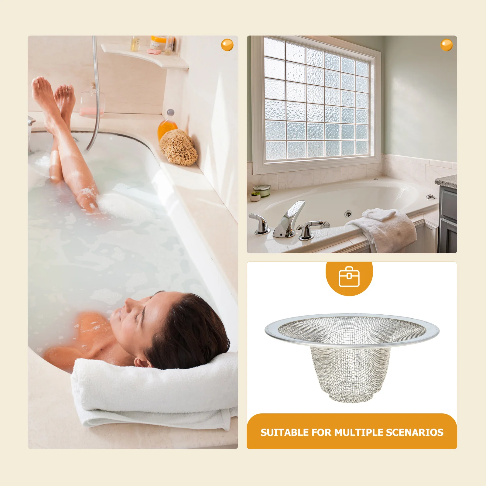 

4 Pcs Stainless Steel Filter Hair Catcher Thickened Bathtub Drain Shower Stopper Strainer Pipe Basket Smooth Non Scratch