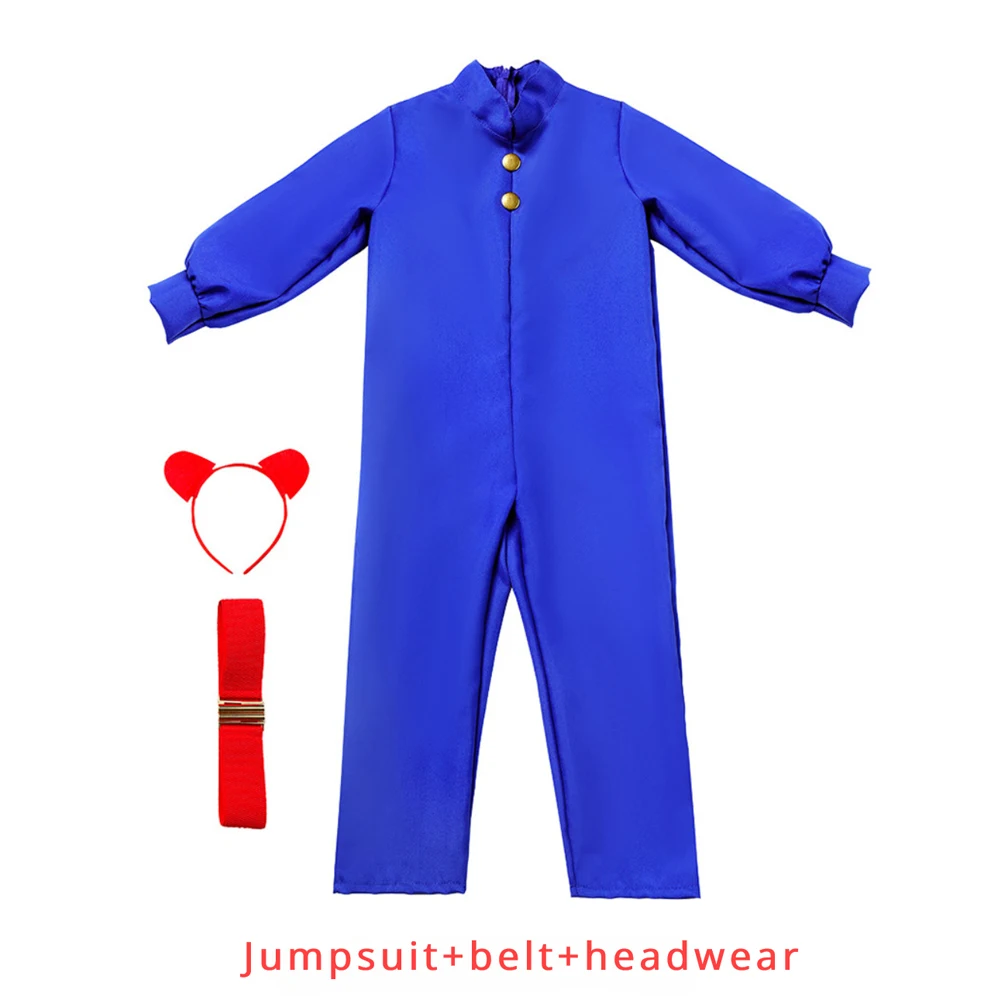 Movie Chocolate Factory Willit Borregad Cosplay Costume Kids Jumpsuit Belt Headwear Full Set Blueberry Fatty Role Play Bodysuit