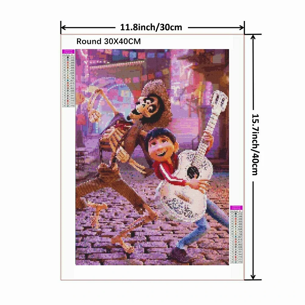 ديزني كوكو فيلم 2024 جديد الماس اللوحة الفنية يوم الموتى ميغيل ريفيرا حلم عبر غرزة فسيفساء اليدوى ديكور المنزل