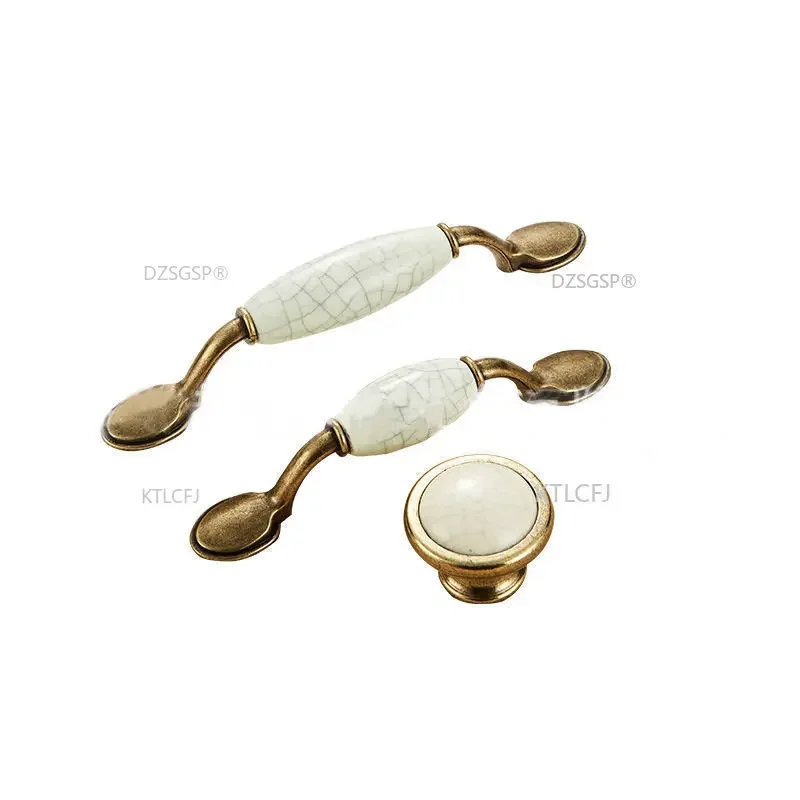 European Bronze Ceramic Cabinet Handles Drawer Knobs Wardrobe Door Handles Furniture Handle
