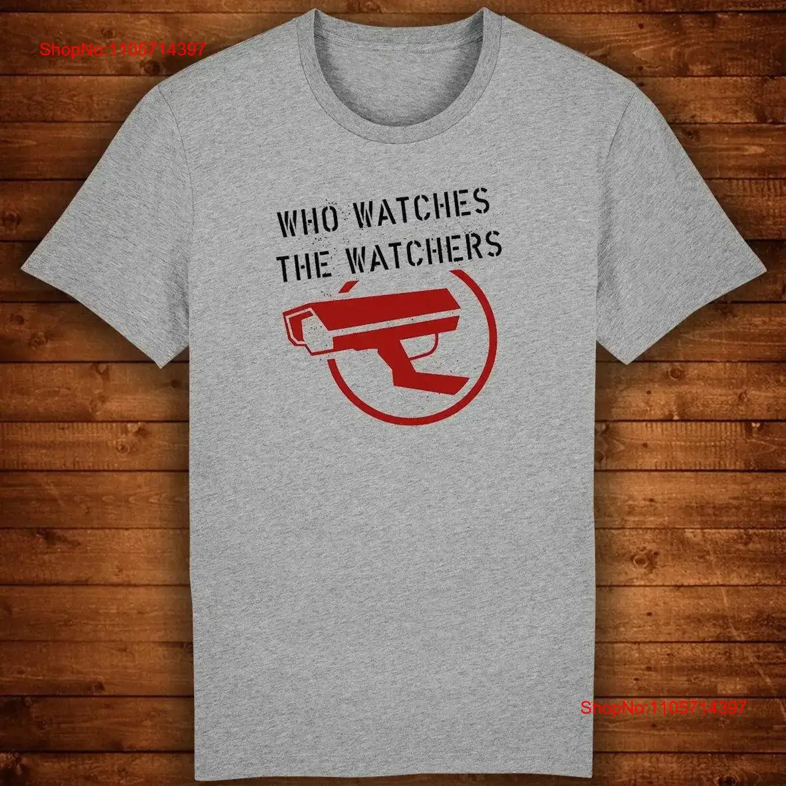 Who Watches The Watchers Street Art Banksy T shirt Unique Design Wear Urban Top vintage Washed Top For Everyday Wear Casual