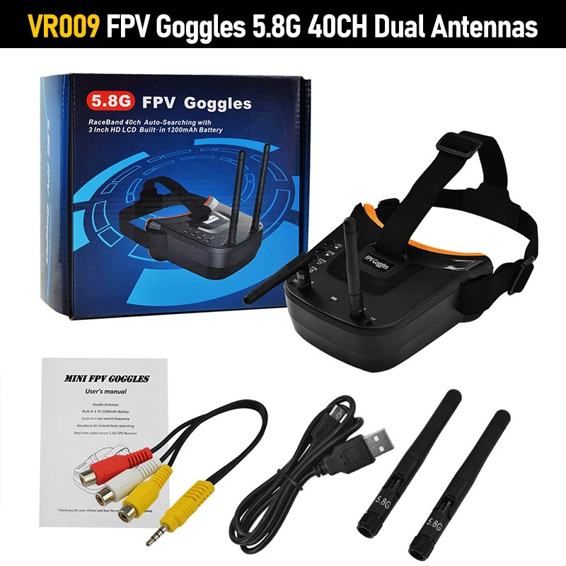 VR009 FPV Goggles 3.0 Inch 480*320 LCD Screen Built-in Battery 5.8G 40CH Video Headset HD DVR Diversity for RC FPV Camera Parts - view 2