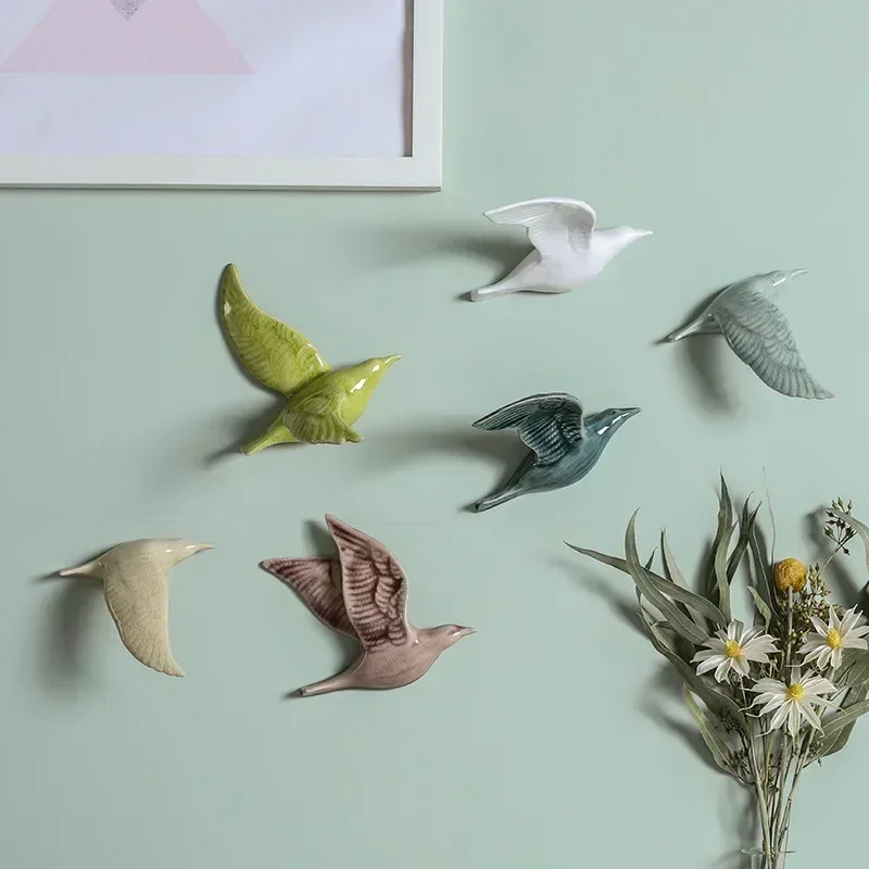 3D Ceramic Birds Shape Wall Hanging Decorations Simple Home Decorations Accessories Decoracao Para Casa Wall Crafts Ornaments