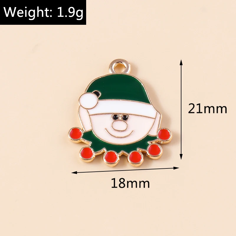 10 stücke Emaille Weihnachten Charme Lebkuchen mann Schneeflocke Schneemann Santa Anhänger für DIY Halskette Ohrring Schmuck Herstellung Zubehör – Detail 8
