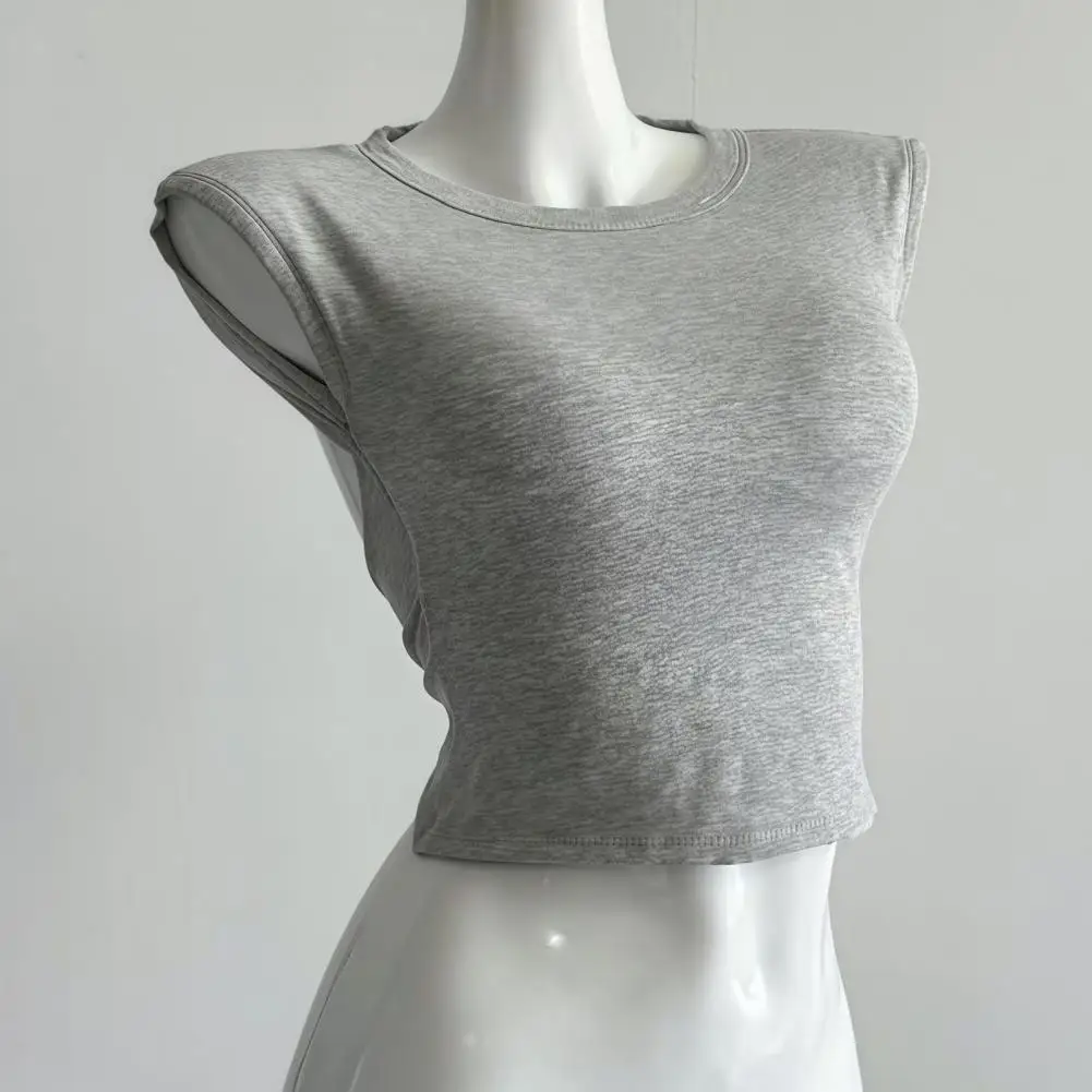 Women Backless Sleeveless Top, Twisted Back O Neck Padded Top Breathable Summer Camisole Crop Top