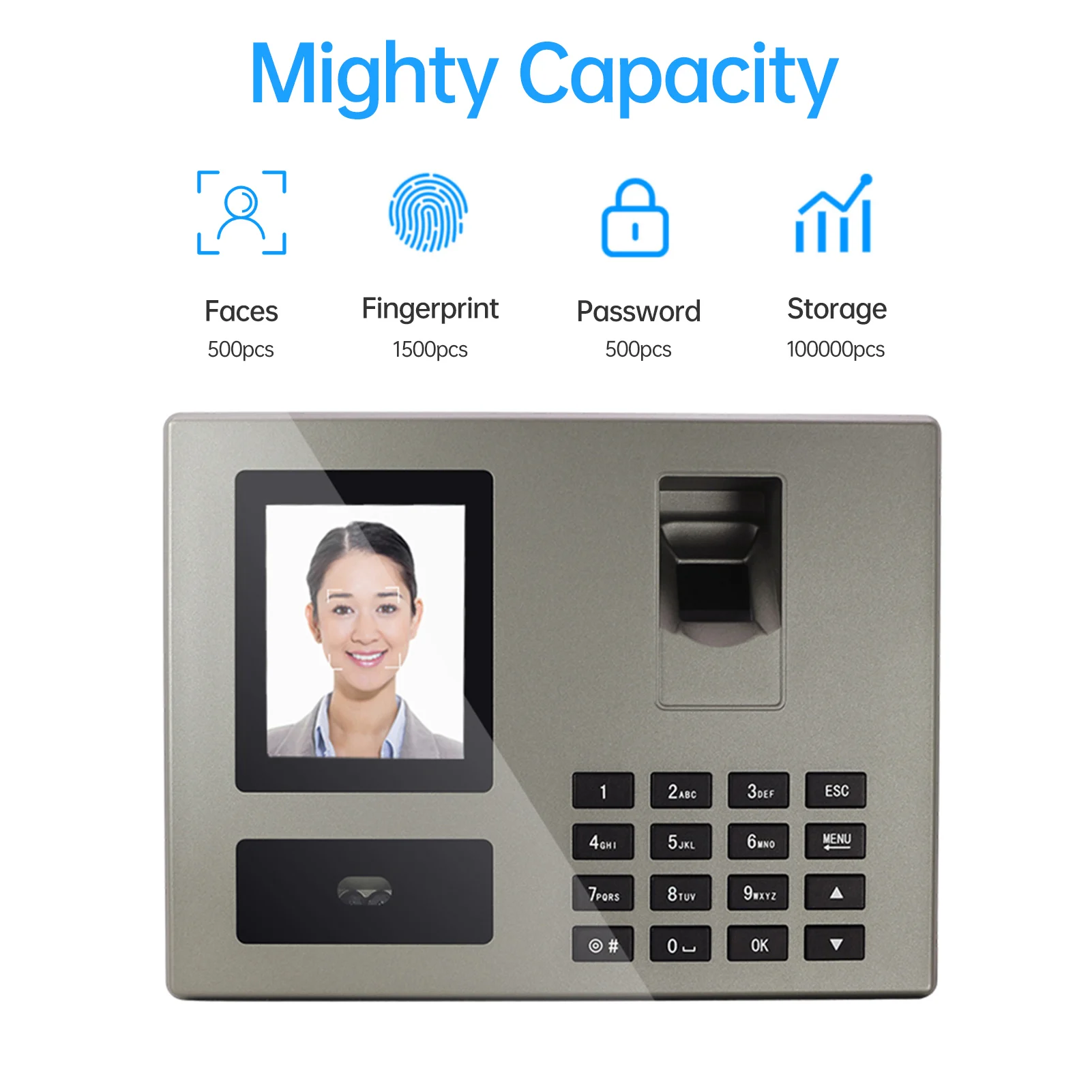 FA03 Face Attendance Machine Employee Fingerprint Check-in Device Facial Recognition All-in-one Apparatus Punch Card Equipment