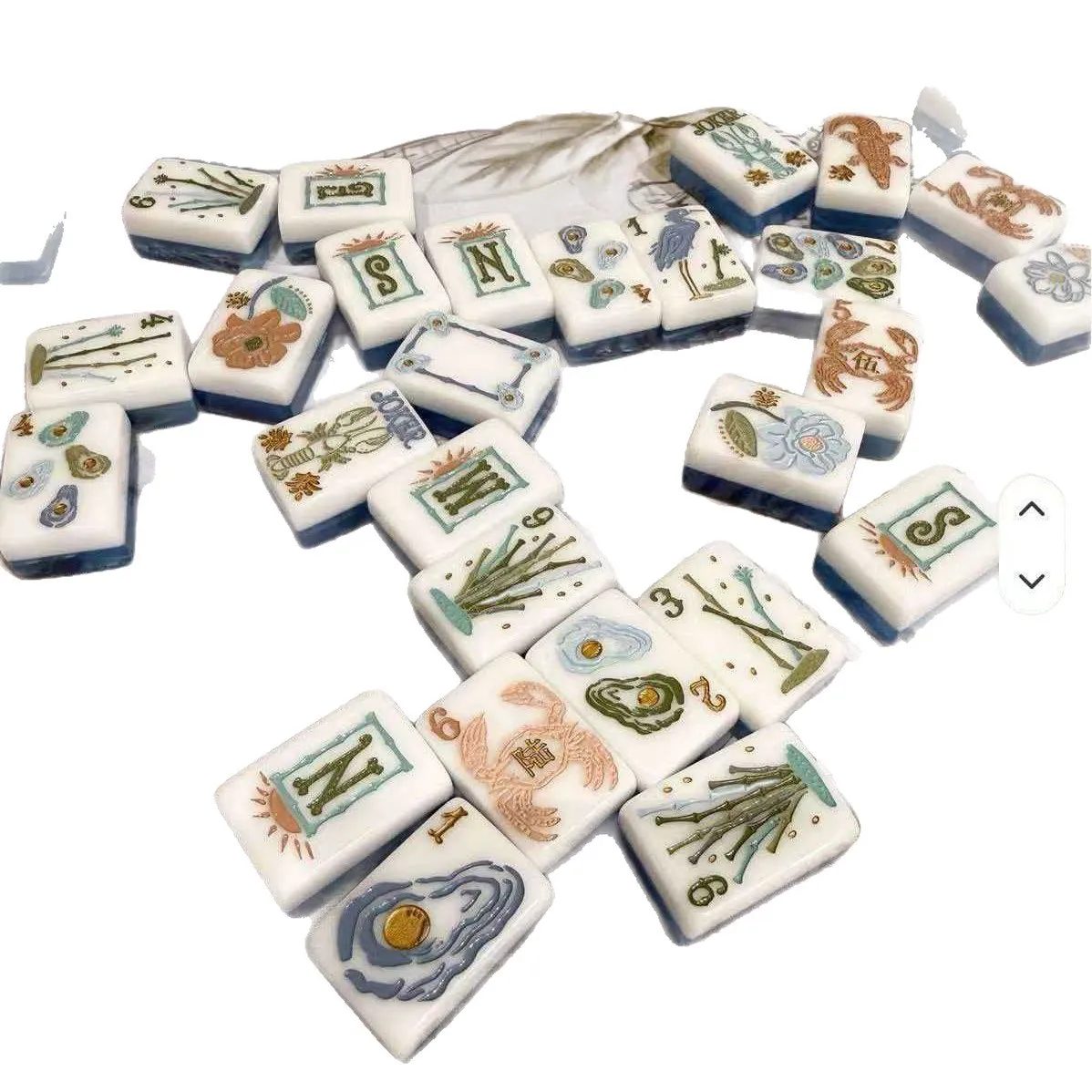 American mahjong tiles blue ocean style high-end luxury 32mm 160pcs portable mahjong outdoor American mahjong set 2 layers