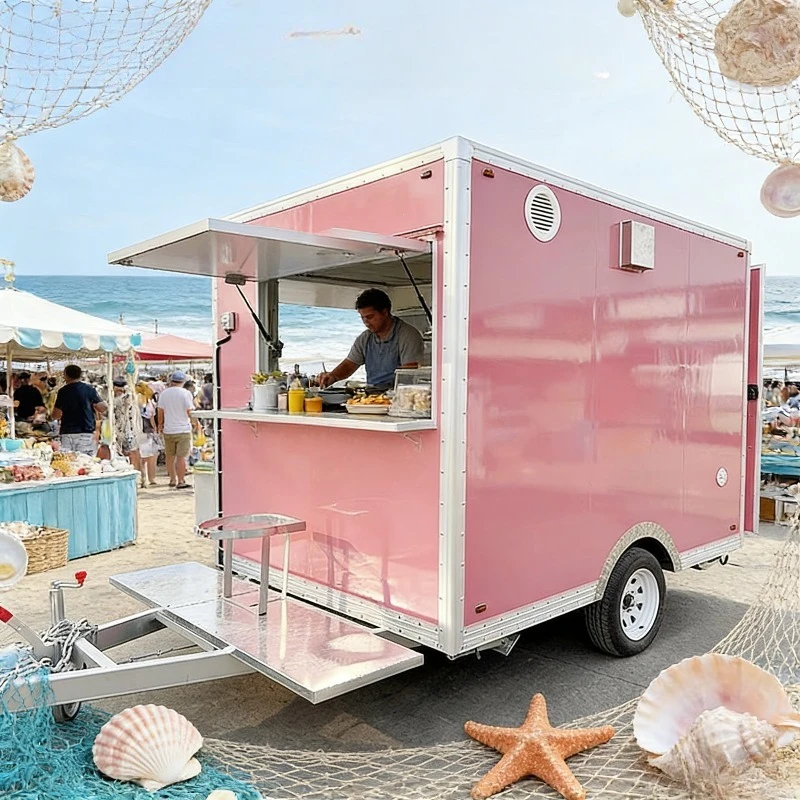 Chariot de glaces ambulant, remorque alimentaire mobile avec VIN, camion de restauration commerciale standard USA pour les activités extérieures