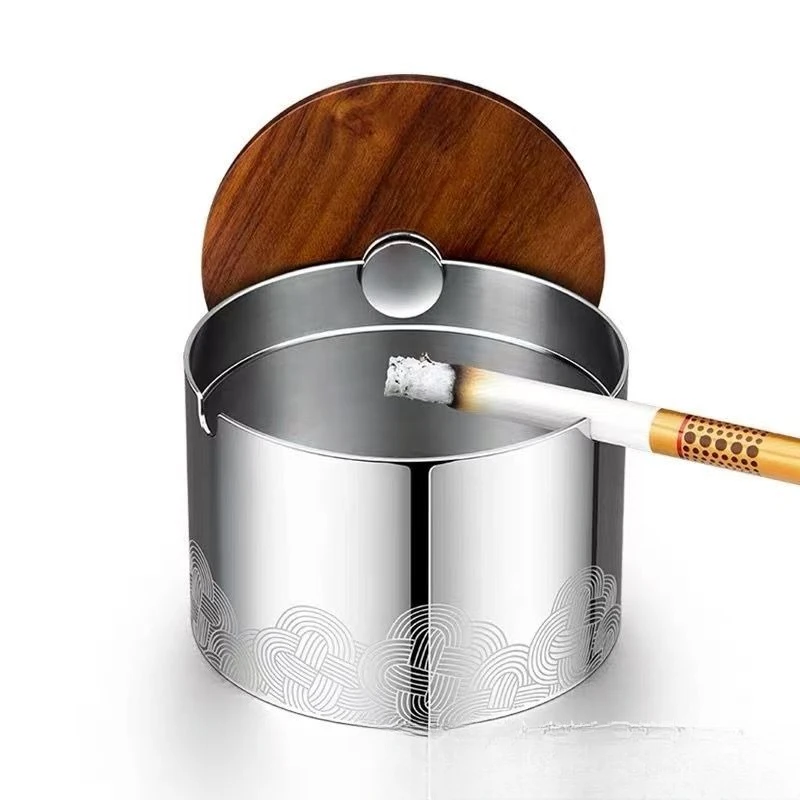 Personalized matte trend ashtray craftsmanship anti-fly ash with cover Chinese retro closed gift light luxury home