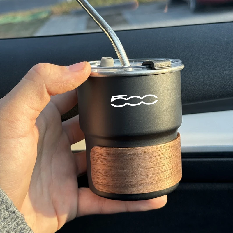 304 Car Stainless Steel Coffee Mug with Lid Anti-Scald Drinks Cup For FIAT 500 Grande Stilo Freemont Punto Astra Bravo 500X Tipo