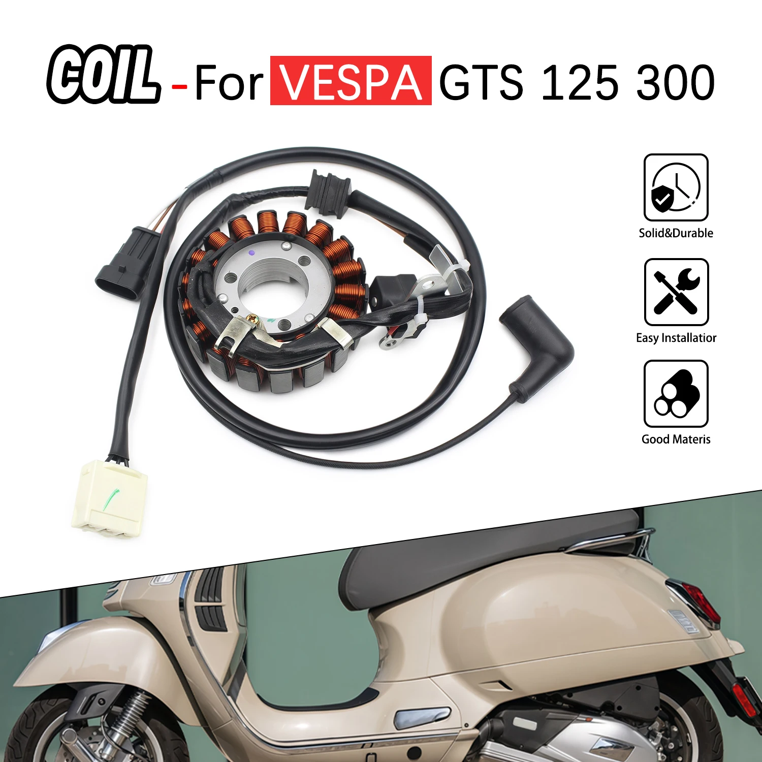 

Motorcycle Magneto Coil 642054 For VESPA GTS 125 300 MP3 4T 4V IE LT IBRIDO 300
