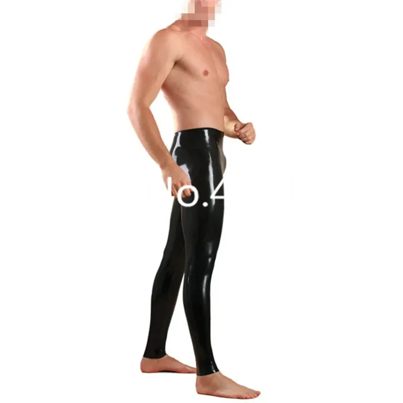 

Мужские черные латексные брюки ручной работы, резиновые леггинсы, узкие длинные чулки, брюки без молнии