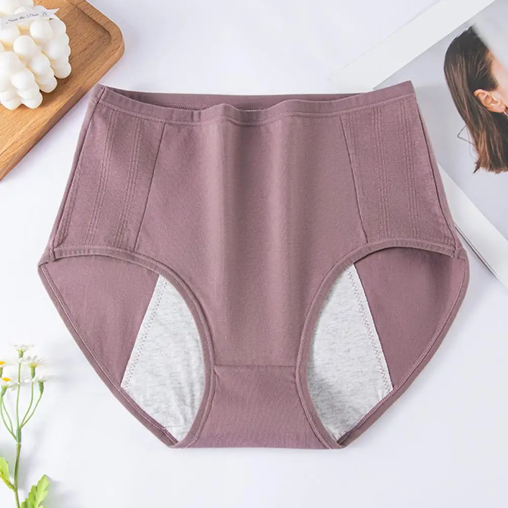 Lady Underwear High Waist Period Leakproof for Women Plus Size Soft Butt-lifted Underwear Solid Color Elastic Panties Menstrual