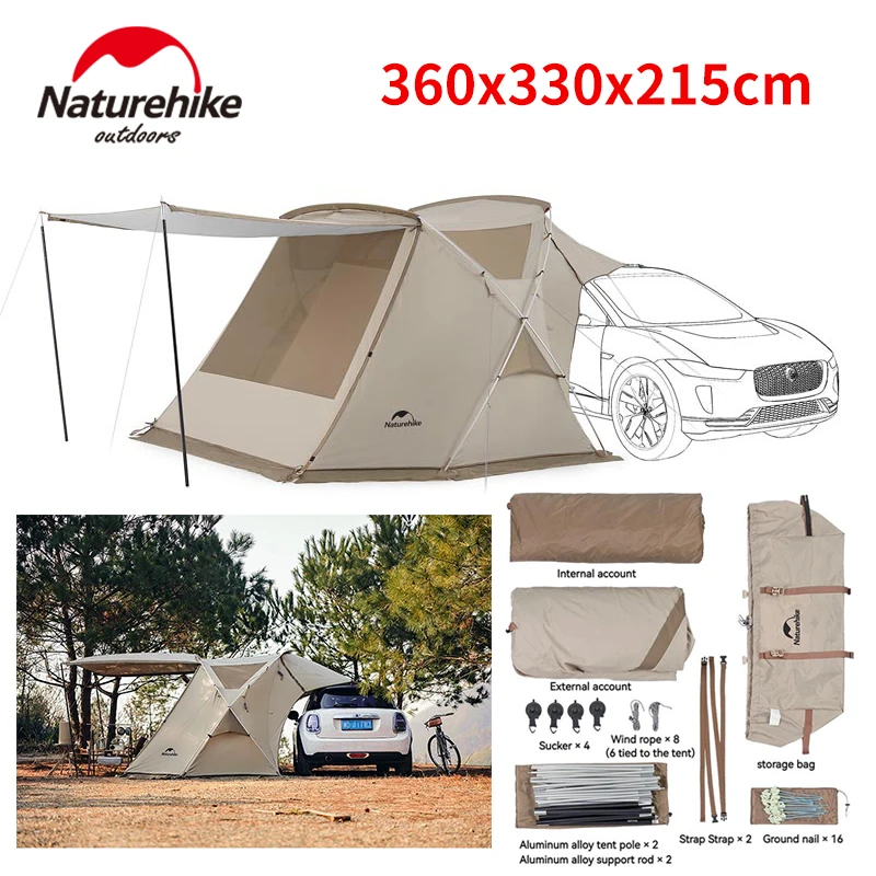 Naturehike Car Side Docking Tent SUV Awning for Camping Outdoor Glamping Travel Sunscreen 2 People 150D Waterproof Shelter Roof