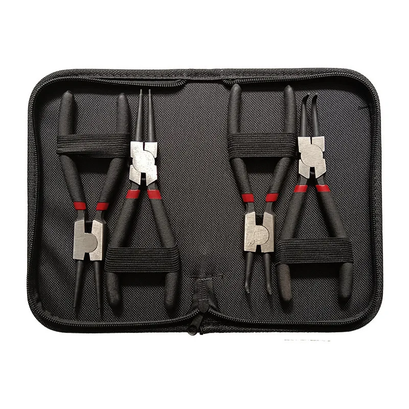 7-inch 4PCS card spring pliers set, dual-purpose elbow spring pliers, manual auto repair set, inner bend, outer stopper