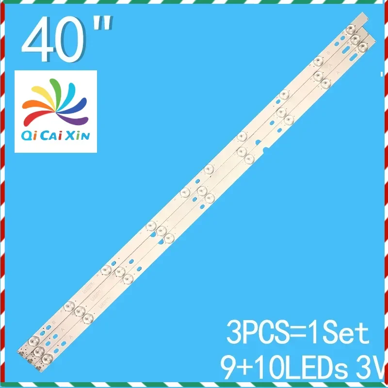 Tira de retroiluminação LED para ERISSON 40LES73 40LES69Sp-led40 JL. D4091235-01AS-C E465853 IC-A-SKA40D455A, 3 peças, 768mm