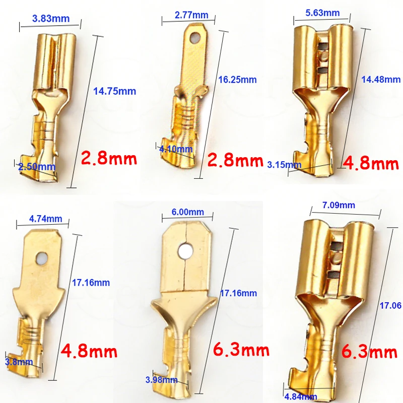 2000/5000Pcs 2.8mm 4.8mm 6.3mm Spring Female Male Spade Cold Crimp Terminals Connector Car Speaker Electrical Wire connectorsSet