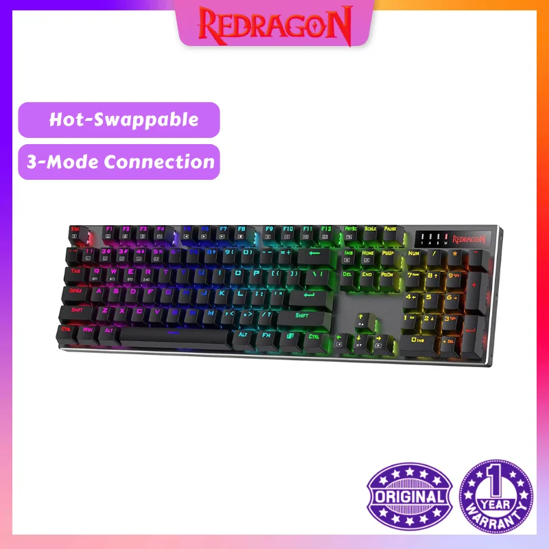 

Redragon K556 PRO Upgraded Wireless RGB Gaming BT/2.4Ghz Tri-Mode Mechanical Hot-Swap Linear Quiet Red Switch Keyboard