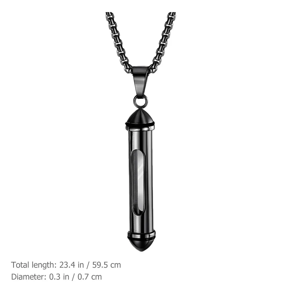 

Urn Necklace Ash Pendant Titanium Steel Cremation Cylinder Keepsake for Human Pet Ash Memorial Jewelry Necklace Men