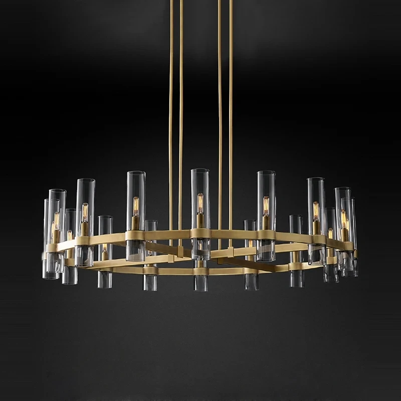 2024 Trendy American Design 2 Layer Brass Chrome LED Chandelier Lighting Lustre Suspension Luminaire Lampen For Living Room