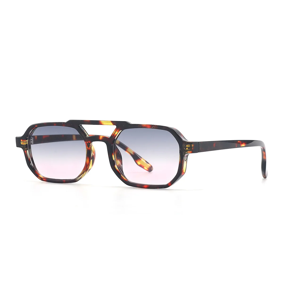 خمر جسور مزدوجة النساء الرجال مربع النظارات الشمسية موضة واضح المحيط عدسة النظارات تتجه المسامير نظارات شمسية UV400 #4