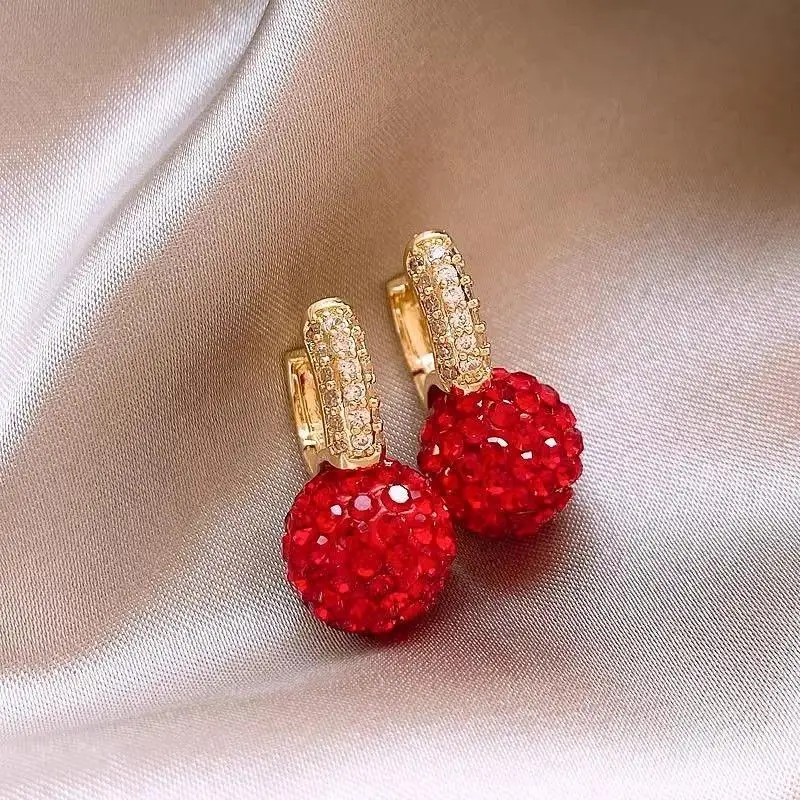 Unique Designed Full Rhinestone Ball Earrings: Women Fashion Sparkling Ears Accessories Girls Party