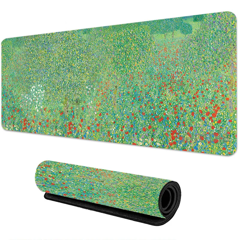 Flower Field Garden Oil Painting Mouse Pad Non-slip Rubber Base Gaming duralDesk Mat Washable Pads for Game & Office Room Decor