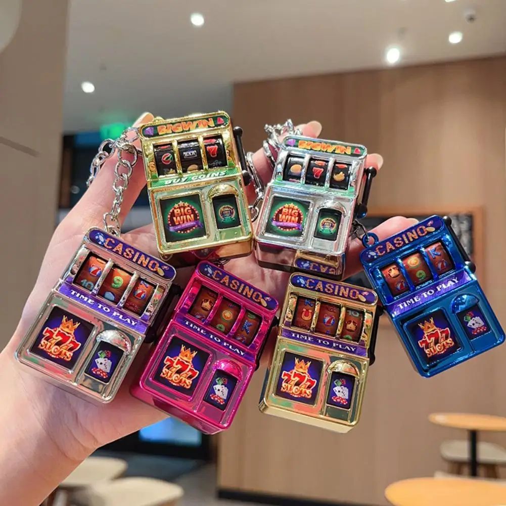 Fashion Slot Machine Keychain Mini Lucky Jackpot Fruit Slot Pendant Novelty Creative Bag Charm Car Key Ring Funny Bag Decor Gift