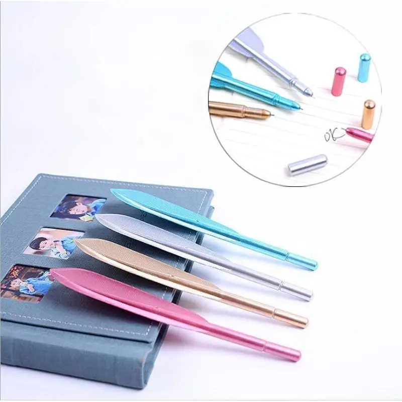 New 3Pcs Set Feather Shaped Gel Pen 2026 0.5mm Cute Creative Writing Pen For School Office Student Stationery Supplies