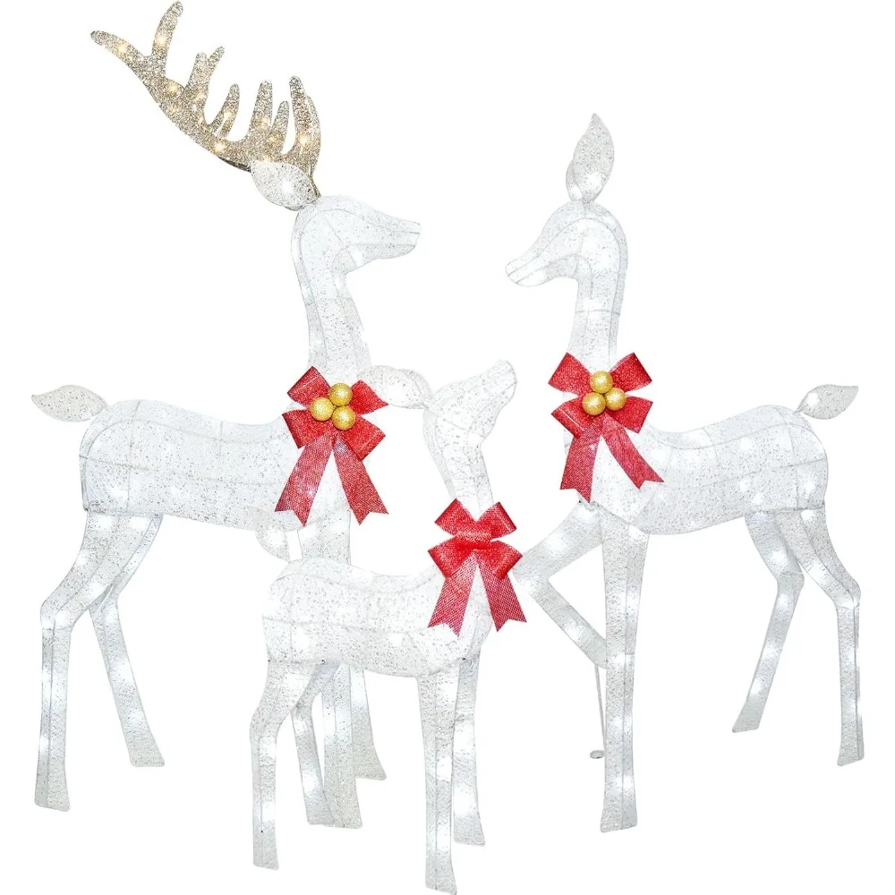 

Lighted Christmas Decoration Deer 3 Piece, Light up Christmas Decor Reindeer Family Set for Outdoor Front Yard Porch with LED