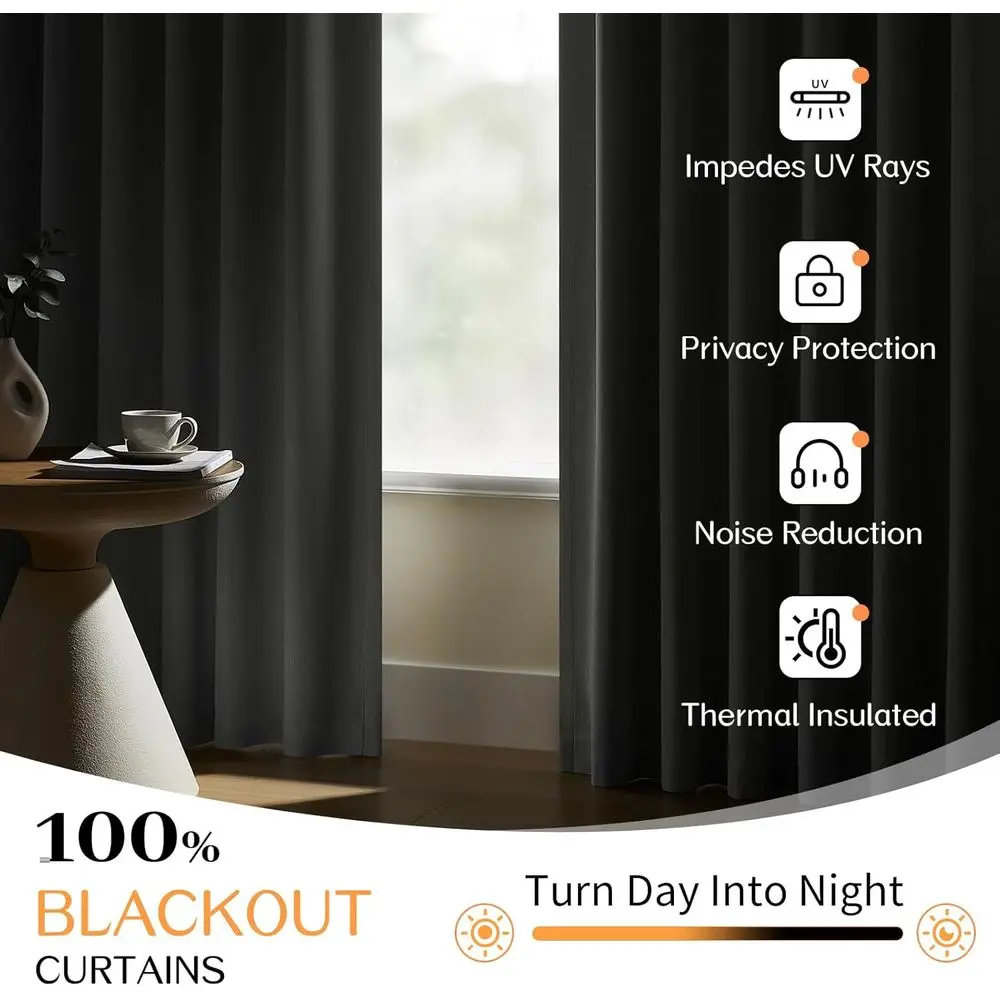 Leinenstrukturierte 102 lange Verdunkelungsvorhänge, 52 breit, grau-weiß, 2-teiliges Set für die Inneneinrichtung