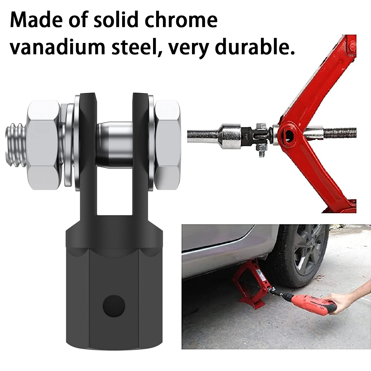 Scissor Jack Adapter for 1/2 inch Drive/ Impact/ Wrench/ Standard Drive Sockets Heavy Duty Steel Scissor Jack Drill Adaptor