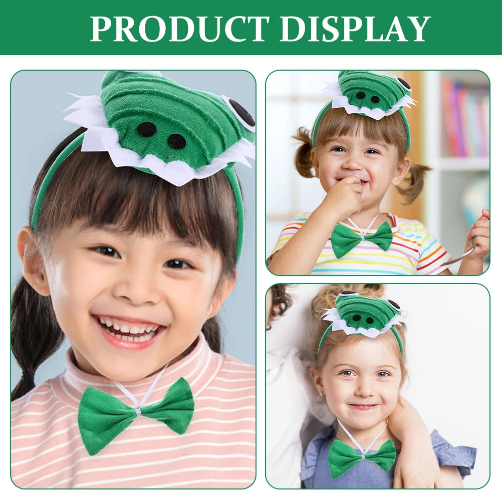 1 set di costumi con fascia in coccodrillo, guanti con papillon a coda carina, forniture per feste cosplay per le vacanze, accessori per animali di Halloween