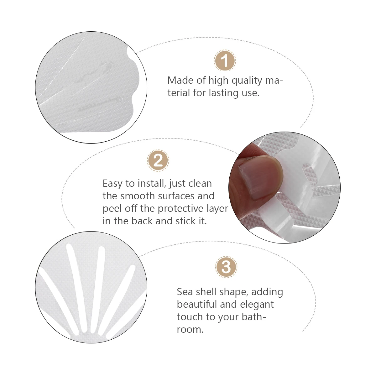 

24pcs Shell Shape Bath Safety Strips Nonslip Stickers For Bathroom Kitchen Balcony Antislip Stickers Toilet Appliques Bathtub