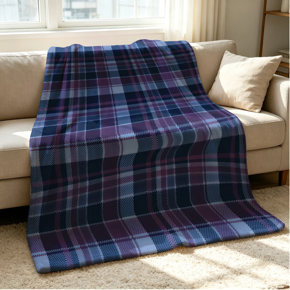 Midnight Check Flannel Blanket Warm Soft Halloween Christmas Couch Warm Cozy Decorative Decor Gift for All Season