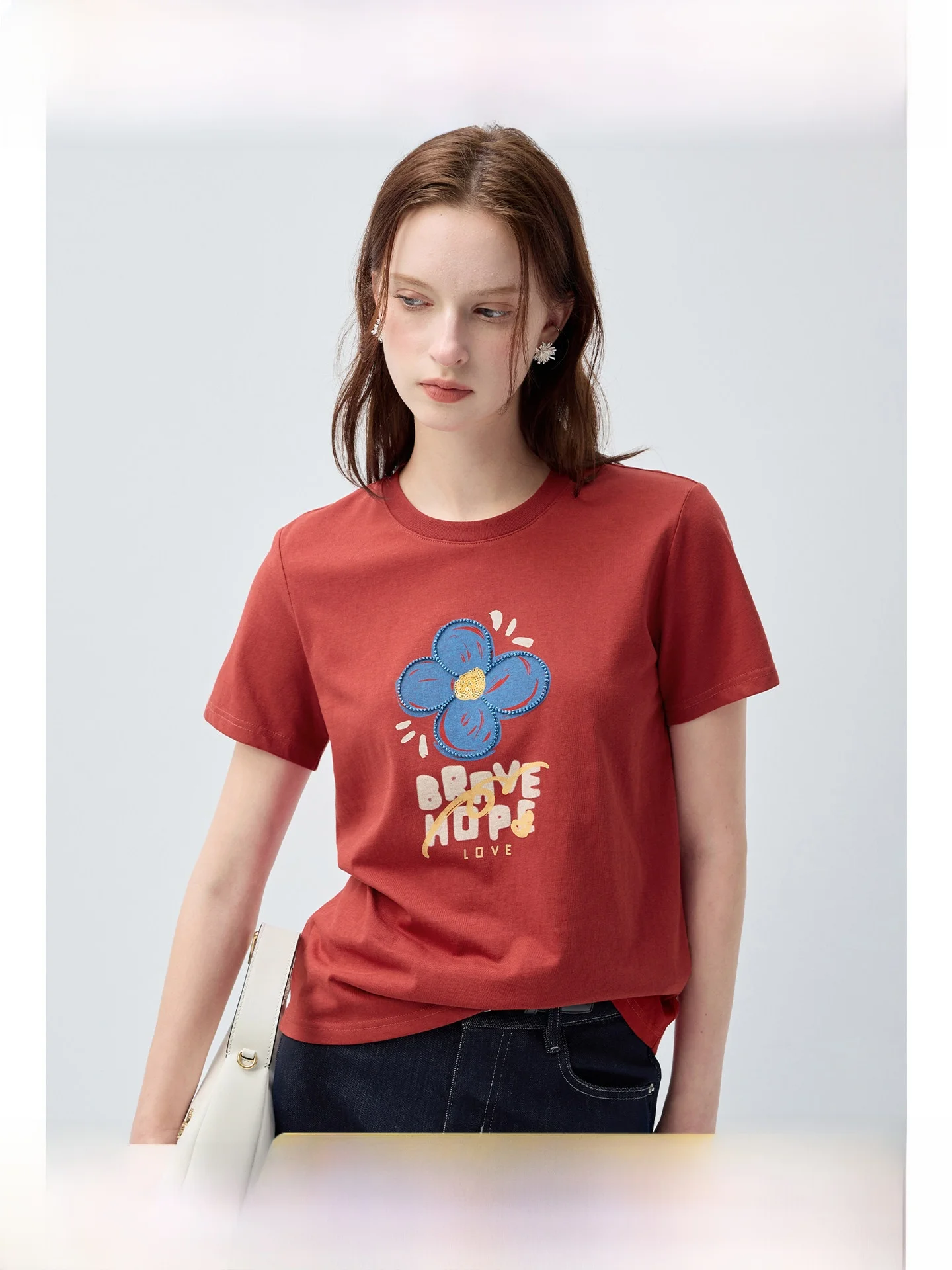 

plus Size Women's round Neck Short Sleeve T-Shirt Slim Fit Summer Versatile Shoulder Width Standard Comfortable Breathable Pr...