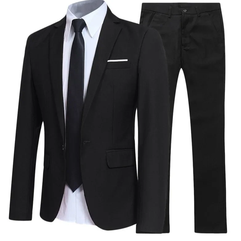 Conjunto de traje de dos piezas informal de negocios para padrinos de boda ropa Formal de Color puro Primavera Verano Otoño Invierno nueva llegada