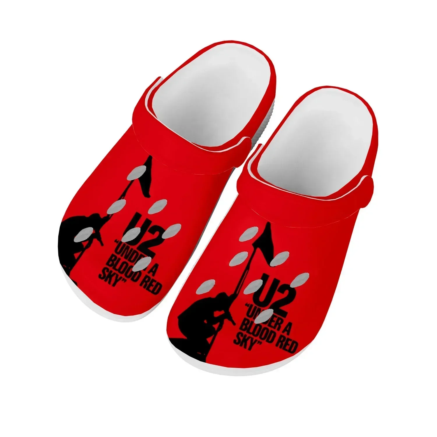 

U2 Rock Band Fashion Punk Home Clogs Custom Water Shoes Mens Womens Teenager Shoes Garden Clog Breathable Beach Hole Slippers