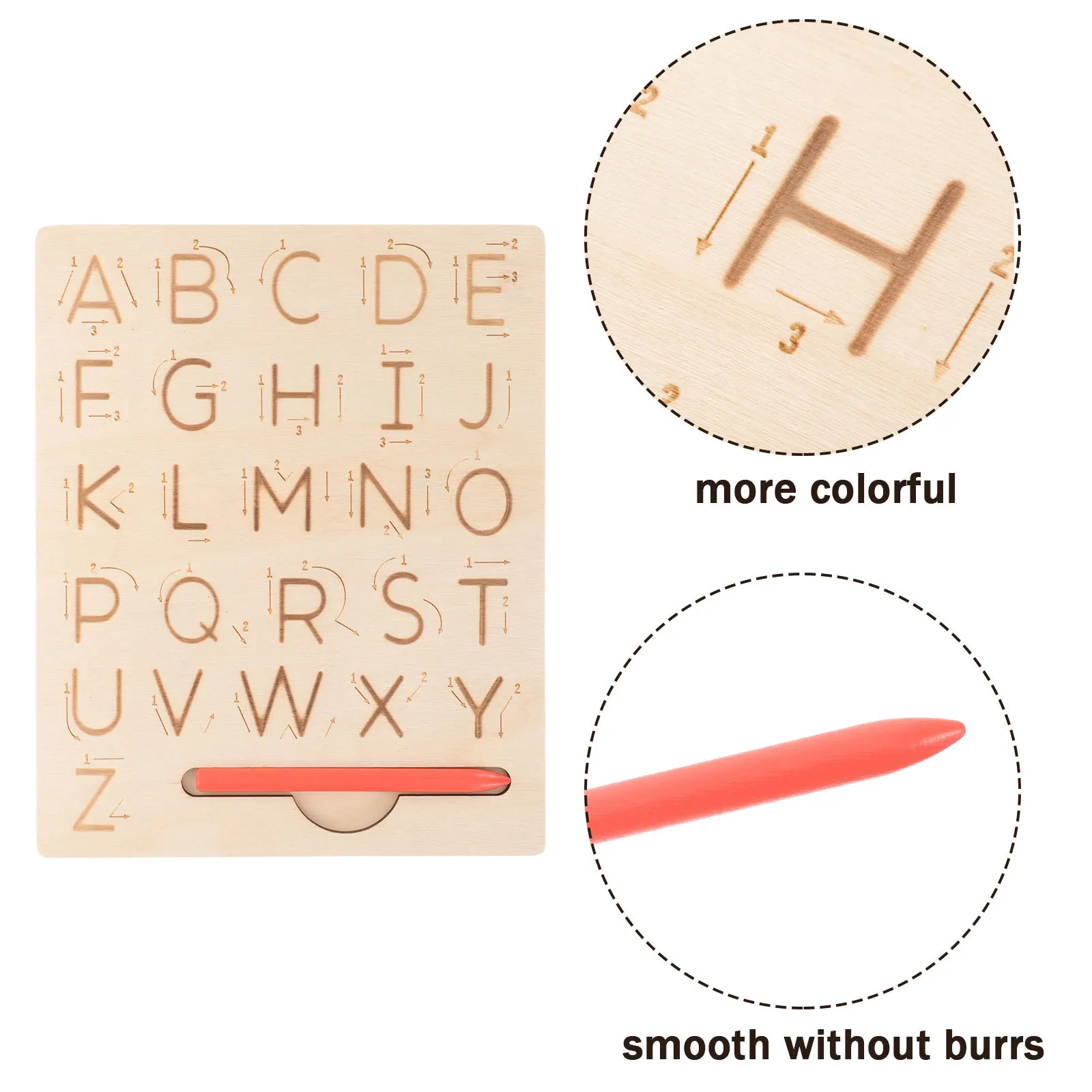 1Set Alfabet Nummer Spelling Board Houten Tracing Praktijkbord Concentratie Geheugen Educatief Leren Speelgoed