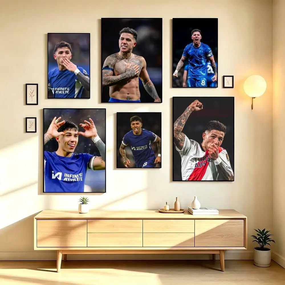E-Enzo Fernandez Football Player Poster High Quality Dorm Living Room Aesthetic Wall Decoration Painting Stickers Gift