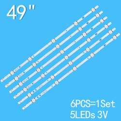 6pcs 49 inch LED TV Backlight Strip VESTEL 490DRT VNB A/B-TYPE REV0.8 for JVC LT-49C770(A) VES490UNDS 49L3753DB 49HE4000